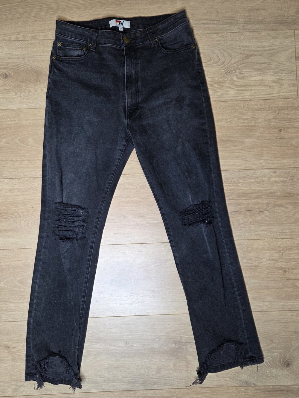 Aviator Nation Black Distressed Jeans 28 USA Organic Cotton Acubi